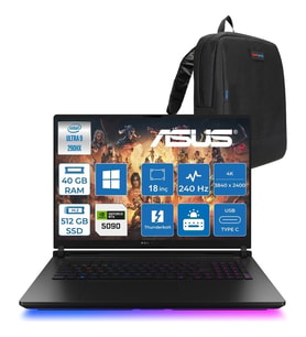 Asus Rog Strix Scar G18 G835LXG-TQ557 Intel Core Ultra 9 290HX Plus 40GB Ddr5 512GB SSD W11PRO 175W RTX5090 24GB Ggdr7 18" 4K Wquxga Miniled 240Hz Gaming Laptop ROGTQ557P19 + Zettaçanta