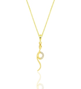 Gümüş altın yaldızlı zirkon taşlı  yılan kolye SGTL12063GOLD