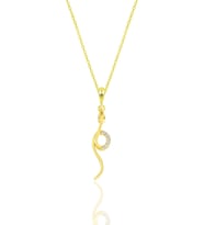 Gümüş altın yaldızlı zirkon taşlı  yılan kolye SGTL12063GOLD