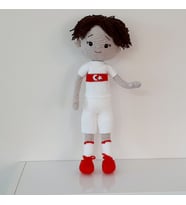 Amigurumi Örgü Oyuncak Milli Futbolcu Bebek (Doğal Beyaz)
