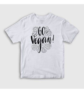 Presmono Unisex Çocuk Beyaz Go Vegan Vegetarian Vejetaryen T-Shirt 542787tt