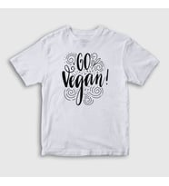 Presmono Unisex Çocuk Beyaz Go Vegan Vegetarian Vejetaryen T-Shirt 542787tt