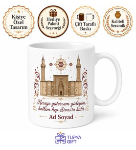 Sivas Temalı Kişiye Özel Baskılı Kupa Bardak Memleket Hediye