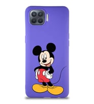 Oppo Reno 4 Lite Soft Premier Kapak Mickey Mouse-E Tasarımlı Silikon Kılıf - Mor (Şeffaf)