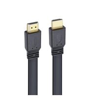 Powermaster HK-25508 Düz Siyah 1.5 Metre Flat Yassı Gold Uçlu 19 Pin HDMI Kablo