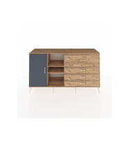 Kronos Konsol 4 Raflı 4 Çekmeceli Tek Kapaklı  176x59x99 Çam-Antrasit/Çam