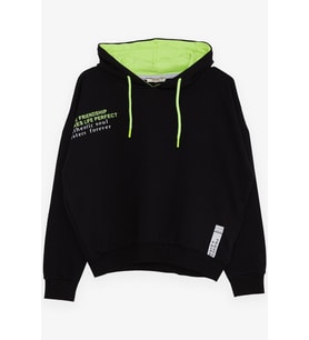 Breeze Kız Çocuk Sweatshirt Yazı Baskılı 9-14 Yaş, Siyah