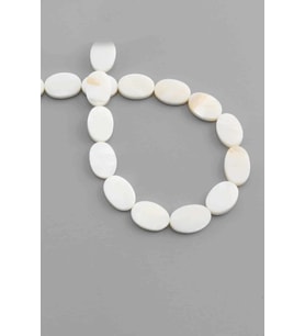 Sedef Doğal Taş Parlak Beyaz Elips Kesim 10x14x2mm Dizi [AA]
