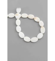 Sedef Doğal Taş Parlak Beyaz Elips Kesim 10x14x2mm Dizi [AA]
