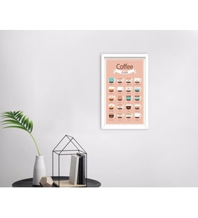 BK Home Coffee Tasarımlı Dekoratif Ahşap Beyaz Çerçeveli Tablo-17