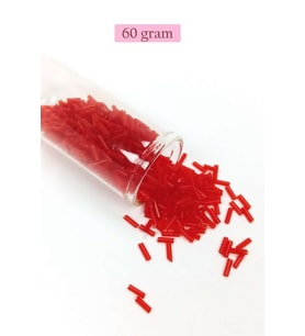 Uzun Boru Kesme Boncuk Çap 2mm Uzunluk 10 mm - 60 Gram - Kırmızı - BNC284