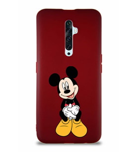 Oppo Reno 2Z Soft Premier Kapak Mickey Mouse-A Tasarımlı Silikon Kılıf - Mürdüm (Şeffaf)