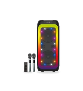 8000mAh Ultra Bataryalı Stereo Bluetooth Hoparlör Noktasal RGB Işıklı Mikrofonlu Karaoke Ses Sistem (Siyah)