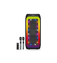 8000mAh Ultra Bataryalı Stereo Bluetooth Hoparlör Noktasal RGB Işıklı Mikrofonlu Karaoke Ses Sistem (Siyah)