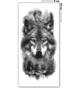 Hayal Sepeti Geçici Dövme 9,5x19CM Minimal Tattoo Aksesuar Şık  KURT MODELİ