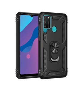 Huawei Y6p Kılıf Sofya Yüzüklü Silikon Kapak - Siyah