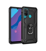 Huawei Y6p Kılıf Sofya Yüzüklü Silikon Kapak - Siyah
