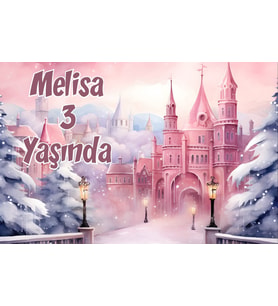 Pembe Şato Temalı Doğum Günü Afişi 35X50 cm