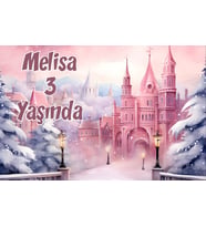 Pembe Şato Temalı Doğum Günü Afişi 35X50 cm