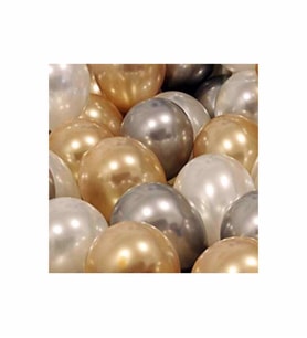 Gold Gümüş Gri Beyaz Balon - 10 Adet ( Balonlar Sönüktür)