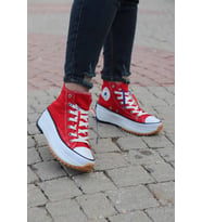 YÜKSEK TABAN BOĞAZLI KADIN CONVERSE - KIRMIZI
