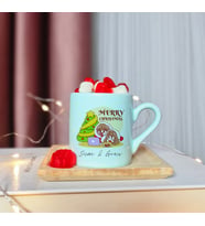 Merry Christmas Tasarımlı Kişiye Özel Yeşil Türk Kahvesi Fincanı