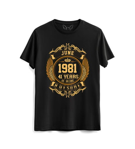 Vintage Gold Awesome Series June 1981 Siyah Tshirt