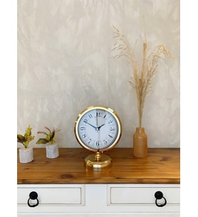 Gold Metal Desenli Masa Saati 25×20 Cm