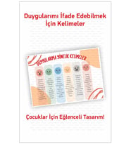 Çocuk duygularım için kelimeler poster broşürü, duygu çizelgesi (çerçevesiz) 2 adet