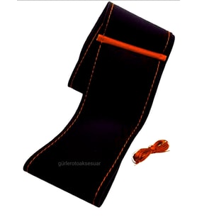 Dikmeli Direksiyon Kılıfı Alkantara Kırmızı Yüzüklü Fiat Doblo Uyumlu 38×10.5Cm