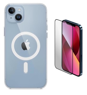 Vendas iPhone 13 Uyumlu ( iPhone 13 ) Magsafe Şarj Destekli Darbe Dirençli Fit Hard Silikon Kılıf + Cam Ekran Koruyucu (Renksiz)