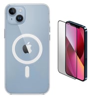 Vendas iPhone 13 Uyumlu ( iPhone 13 ) Magsafe Şarj Destekli Darbe Dirençli Fit Hard Silikon Kılıf + Cam Ekran Koruyucu (Renksiz)