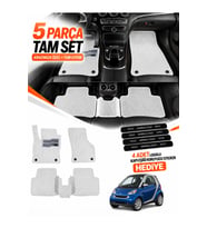 SMART FORTWO (2007-2014) Uyumlu EVA Oto Paspas Metal Topukluklu Havuzlu 5 Parça Beyaz