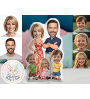 Kişiye Özel 3 Çocuklu Aile Şekilli Maskot Yastık 1