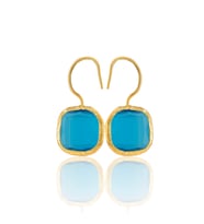 Kadir Jewellery 22 Ayar Altın Kaplama Kare Taşlı Küpe -El İşçiliği Ve Hipoalerjenik Küpe