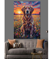 Golden Retriever Köpek Patiler Dekoratif Kanvas - Mdf Ahşap Tablo