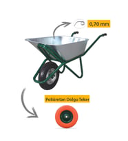 Kanat Pro Galvanizli Demonte El Arabası 0.70 mm Sac Poliüretan Dolgu Rulmanlı Teker
