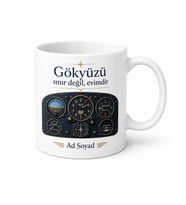 Uçak Pilotuna Hediye Gökyüzü Fatihi Kupa Kaptan Köşkü Uçuş Kontrol Seramik Bardak