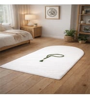 Seccade Namaz Halısı Yıkanabilir Kaymaz Taban Peluş 70x120 CM Beyaz