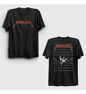 Presmono Unisex Siyah Blinds Skull Metallica Sırt Baskılı T-Shirt 516087tt