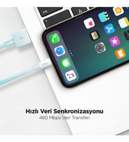 Usb 120cm Şarj Kablosu, Mor