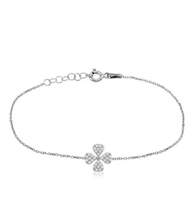 EMILIANO JEWELLERY Zirkon Taşlı Pırlanta Montür Yonca Desenli Gümüş Rengi Kaplama Gümüş Bileklik