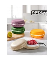 4`lü 4 Renk Makaron Kase Seti Kahvaltılık Beslenme Kutusu Saklama Kabı Zeytin Peynir Beslenme Kabı