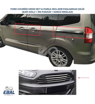 Ford Courier  3'LÜ  KROM SET (Kapı kolu+ön panjur+sürgü nikelaji) 2014-2018 Arası Uyumlu P.Çelik (Gümüş)