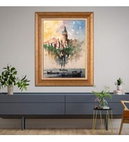 Altın Varaklı  Çerçeveli Paspartulu Tablo nd845 (Gold)