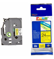 PUUN®Brother P-Touch TZE-651 24MM x 8m Sarı Üzerine Siyah Muadil Laminasyon Etiket Şeridi (Çok Renkli)