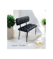 Metal Ayaklı Metal Alt Kasalı Vinylex Suni Deri Sırtlı Bench Bank Siyah
