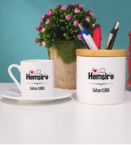 Hemşire Türk Kahvesi Fincanı Beyaz ve Kalemlik