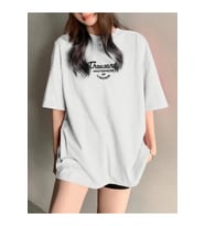 Thousand Baskılı Oversize Bisiklet Yaka T-shirt - Beyaz
