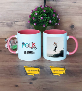 Polis Kupa Bardak Pembe Fotoğraflı Dünya Polisler Günü Hediyesi